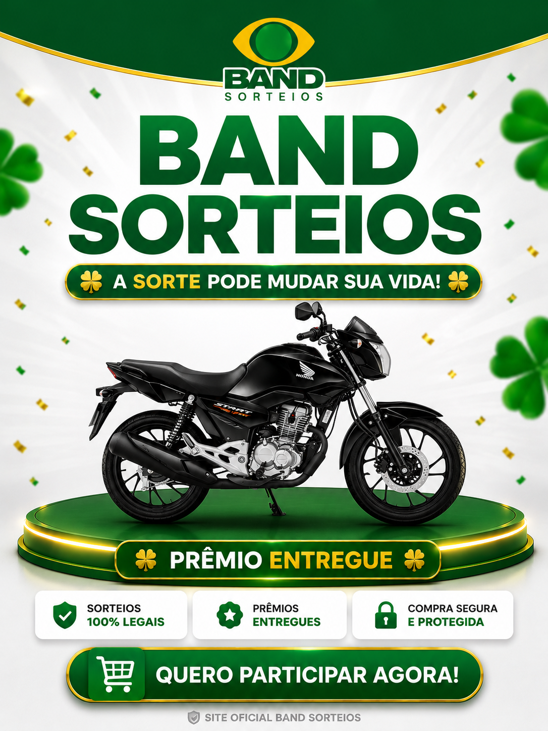 Honda CG azul prêmio entregue