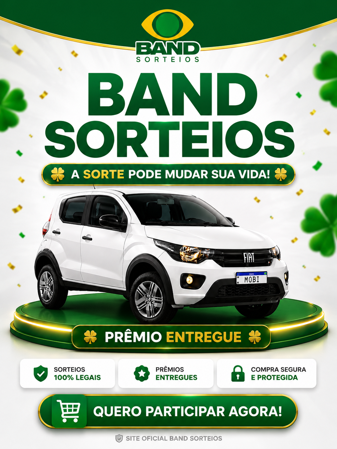 Fiat Mobi branco prêmio entregue